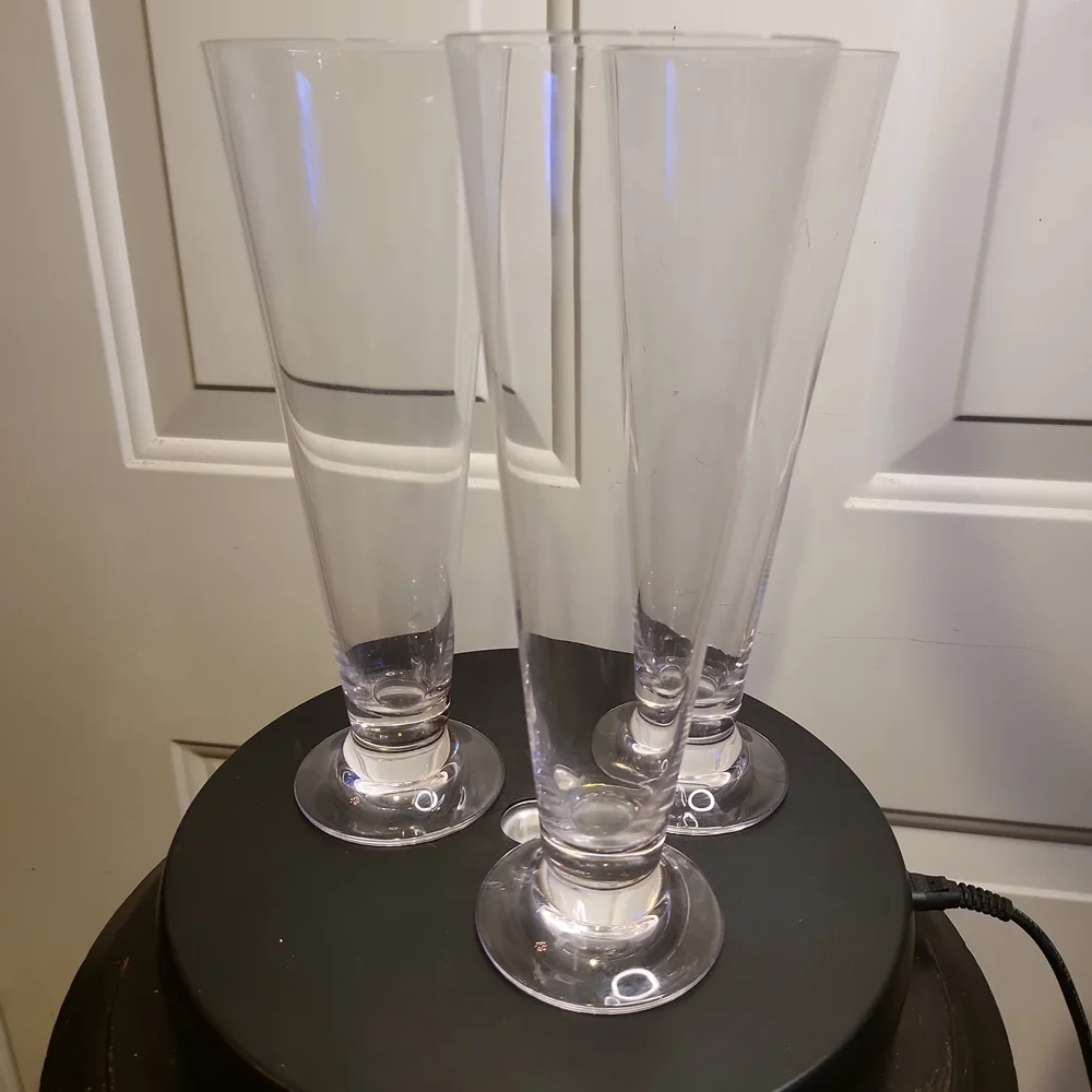 Set of 3 Waterford Crystal Pilsner Glasses 9.25